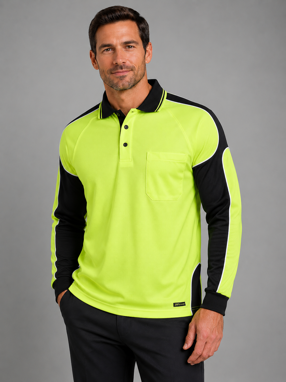 6AP4L-JB'S Long Sleeve Hi Vis Arm Panel Polo