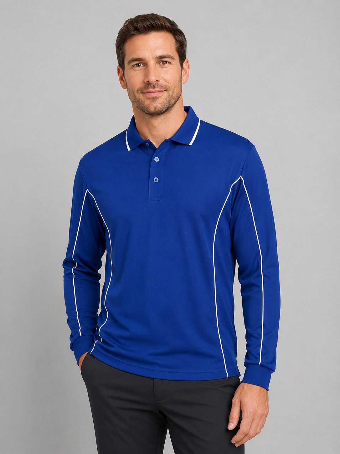 royal blue white polo model under mb